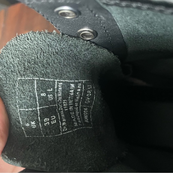 Black Dr Martens combat boots with crimson laces - Picture 8 of 10